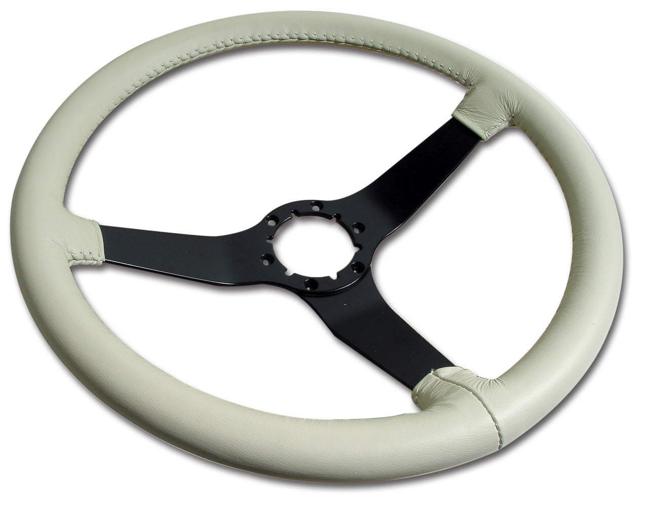 1980-1980 Corvette Reproduction Steering Wheel - Oyster Leather W/Black Spokes - CA-X23966-Corvette-Store-Online