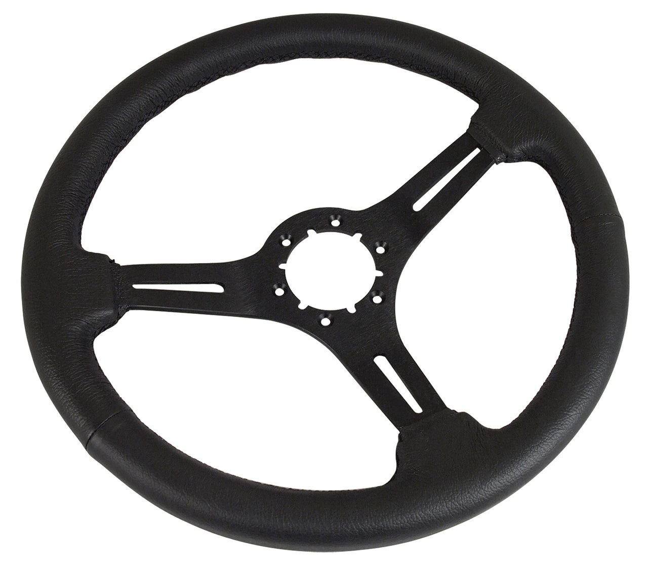 1968-1982 Corvette Leather Steering Wheel W/Slotted Black Spokes - Black - CA-X2553-Corvette-Store-Online