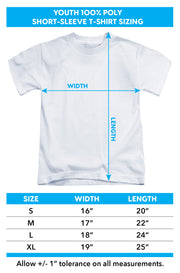 Youth poly t-shirt size chart
