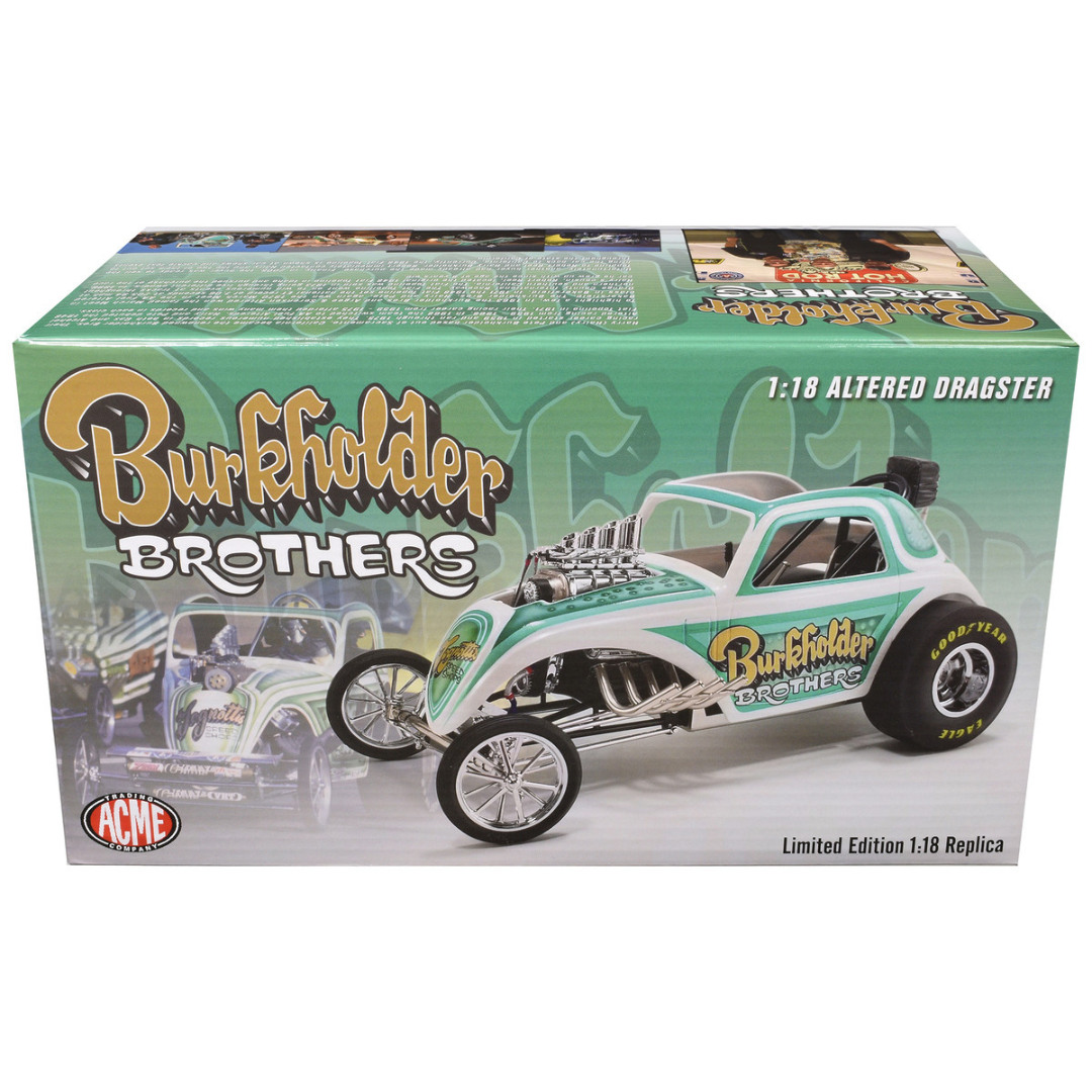 Altered Dragster White and Green "Burkholder Brothers" Limited Edition 1/18 Diecast Model Car