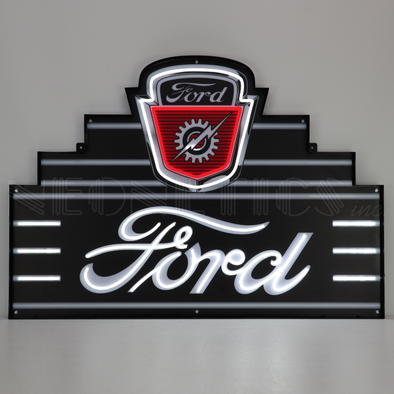 ART DECO MARQUEE FORD LED FLEX-NEON SIGN IN STEEL CAN