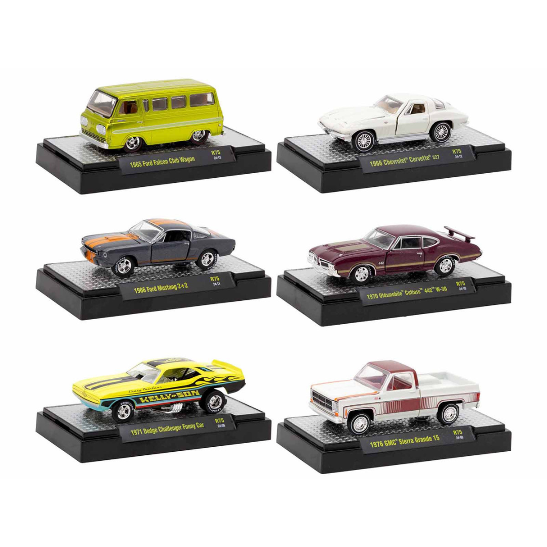 auto-meets-set-of-6-cars-in-display-cases-release-75-limited-edition-1-64-diecast-model-cars