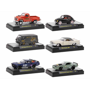 "Auto Meets" Set of 6 Cars IN DISPLAY CASES Release 76 Limited Edition 1/64 Diecast Model Cars