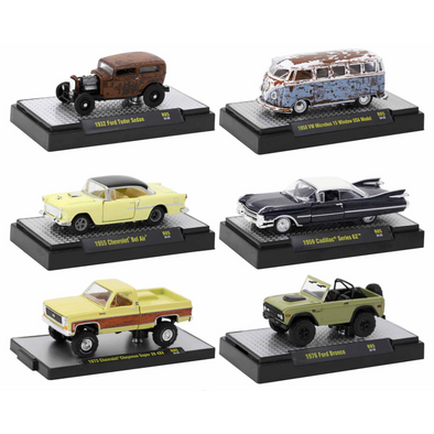 "Auto-Thentics" 6 piece Set Release 85 IN DISPLAY CASES Limited Edition 1/64 Diecast Model Cars