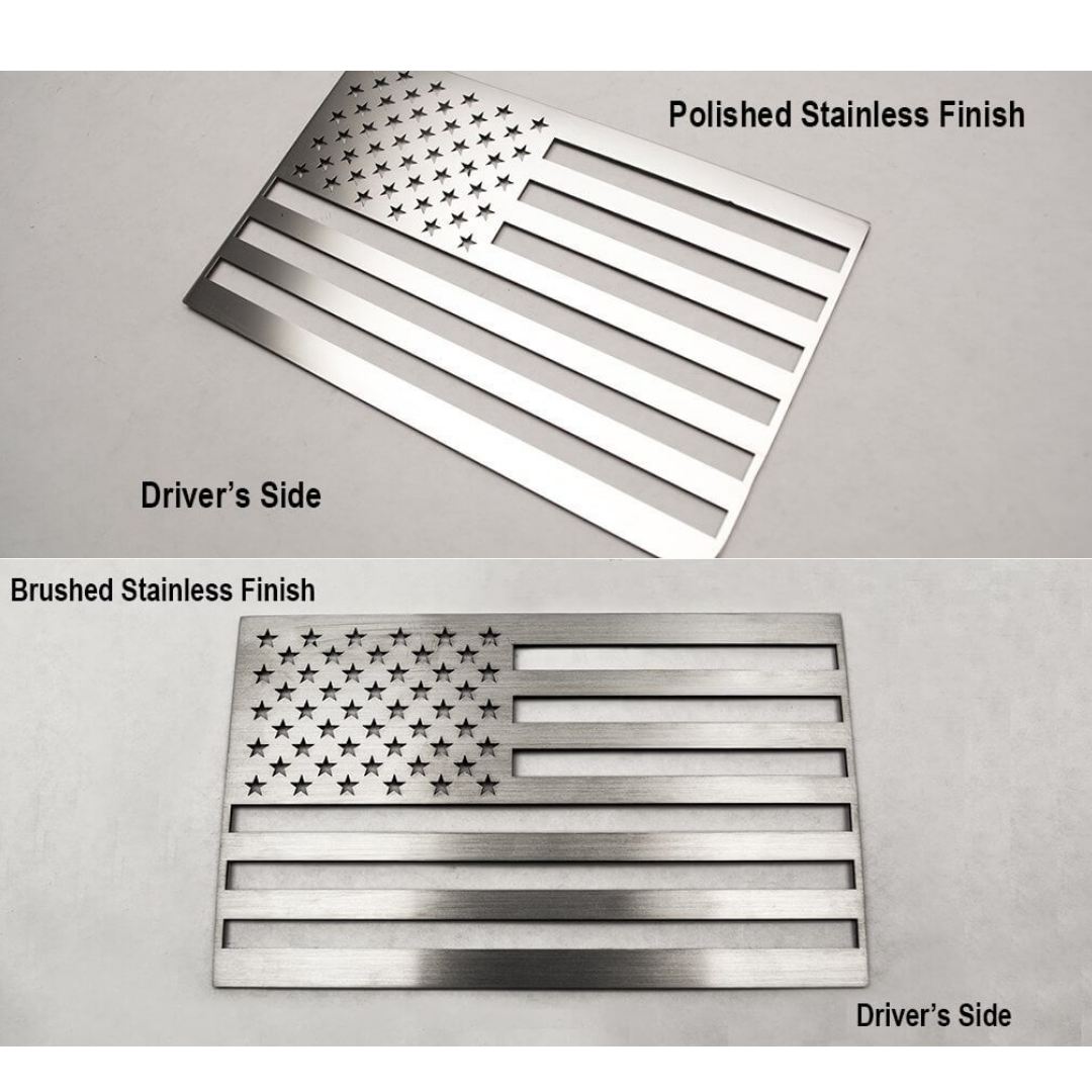 American Flag Emblem BRUSHED, WHITE, 1PC