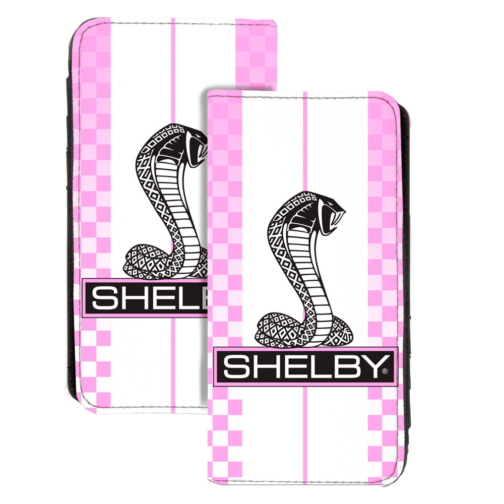 Shelby Cobra Tiffany Box Checkered Stripes White & Pink Canvas Snap Wallet