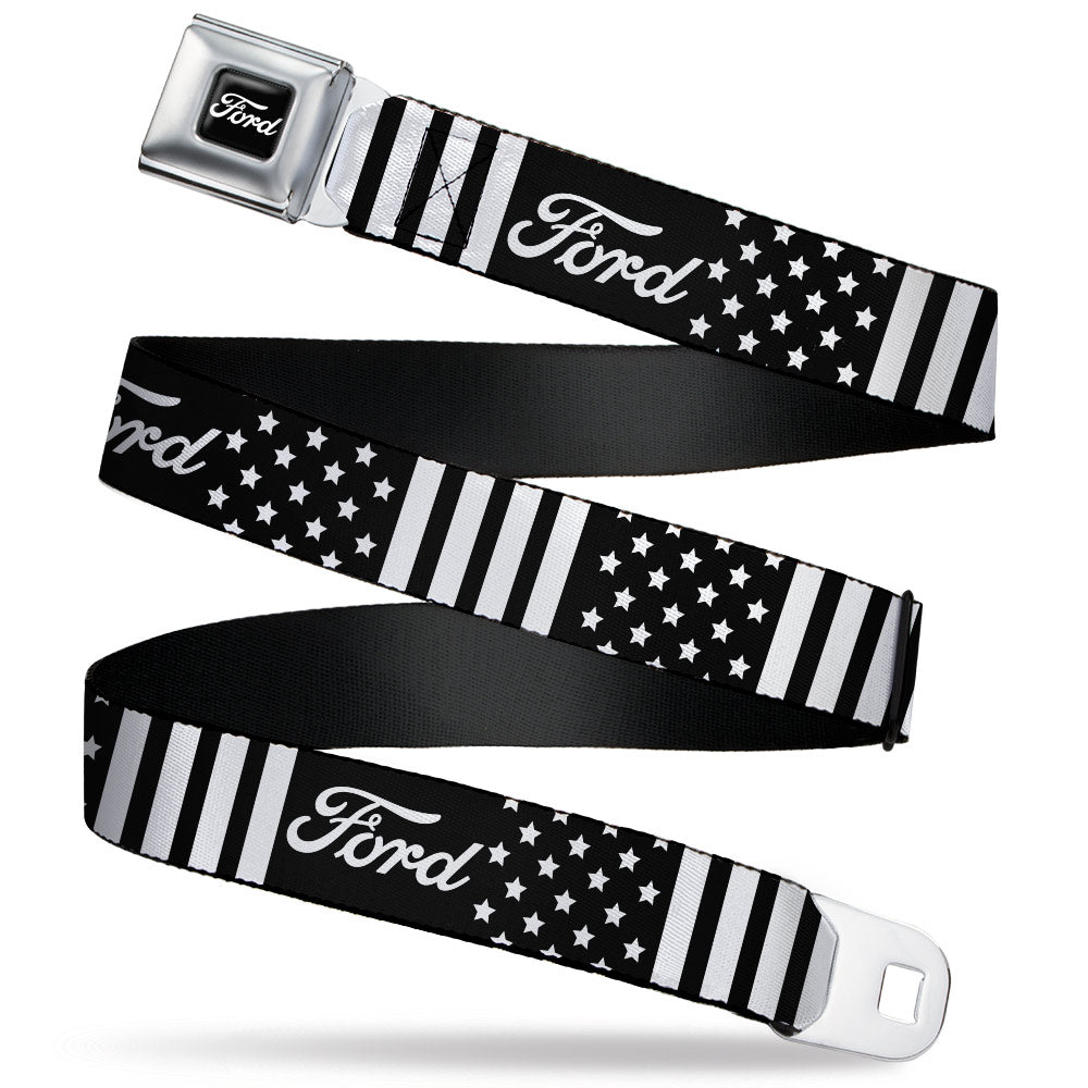 Ford Script Americana Stars & Stripes Black & White Seatbelt Belt