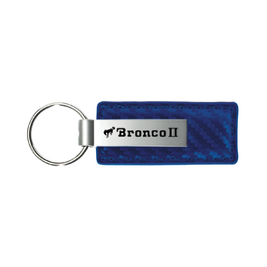 Bronco II Carbon Fiber Leather Key Fob in Blue