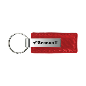 Bronco II Carbon Fiber Leather Key Fob in Red