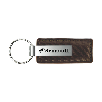 Bronco II Carbon Fiber Leather Key Fob in Taupe