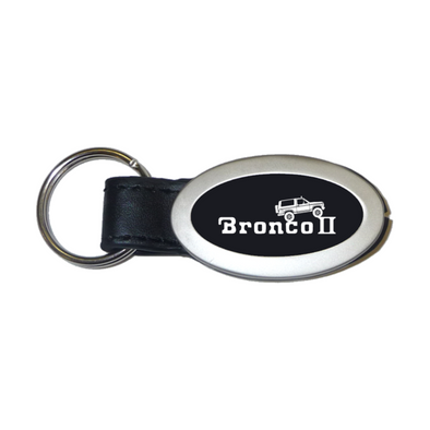 Bronco II Climbing Oval Leather Key Fob in Black
