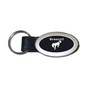 Bronco II Oval Leather Key Fob in Black
