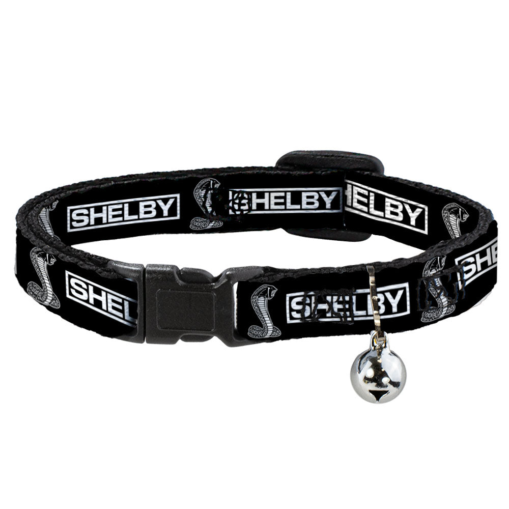 Shelby Super Snake Cobra Black & White Cat Collar Breakaway with Bell - Narrow Fits 8.5-12"