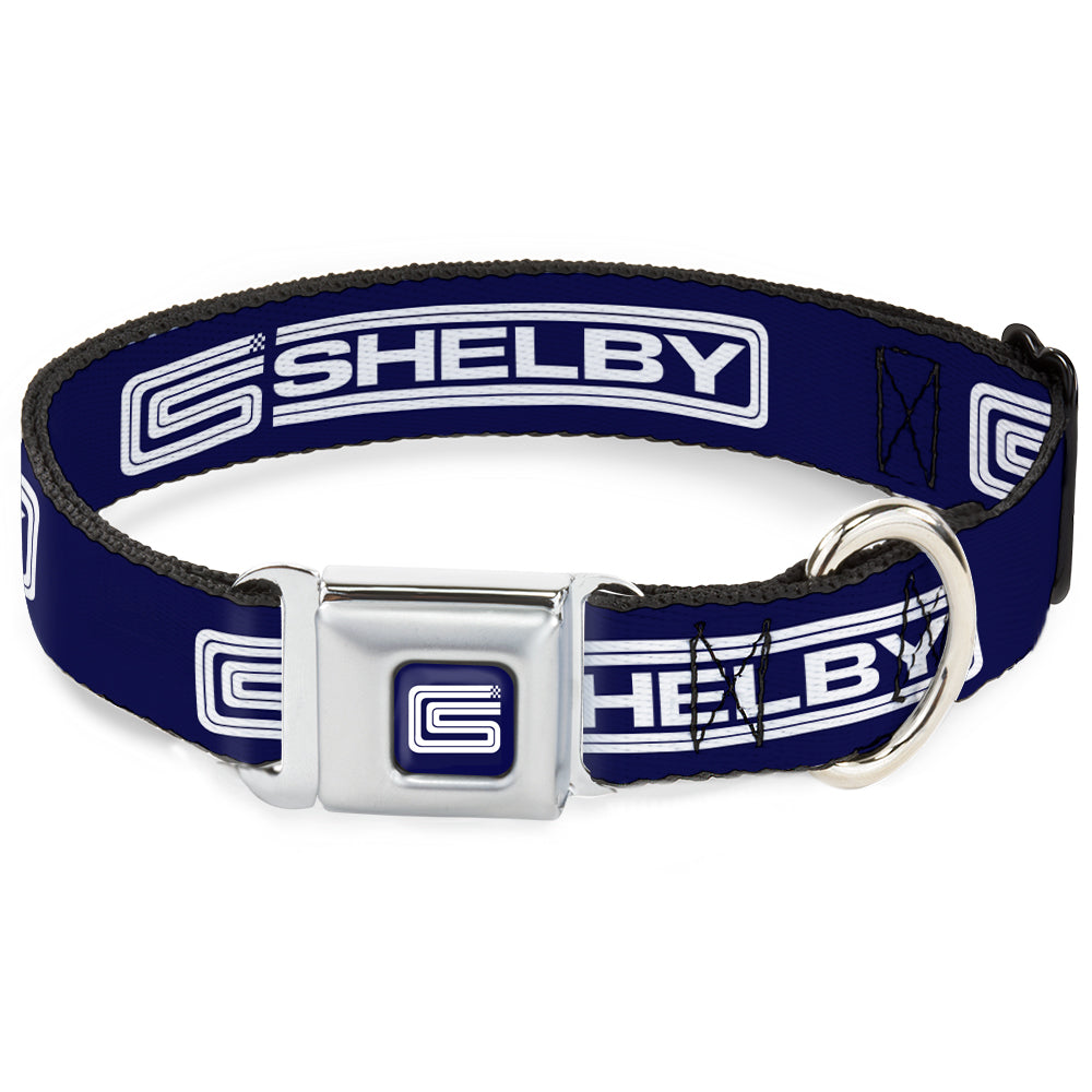 Carroll Shelby CS Racing Navy & White Seatbelt Buckle Collar