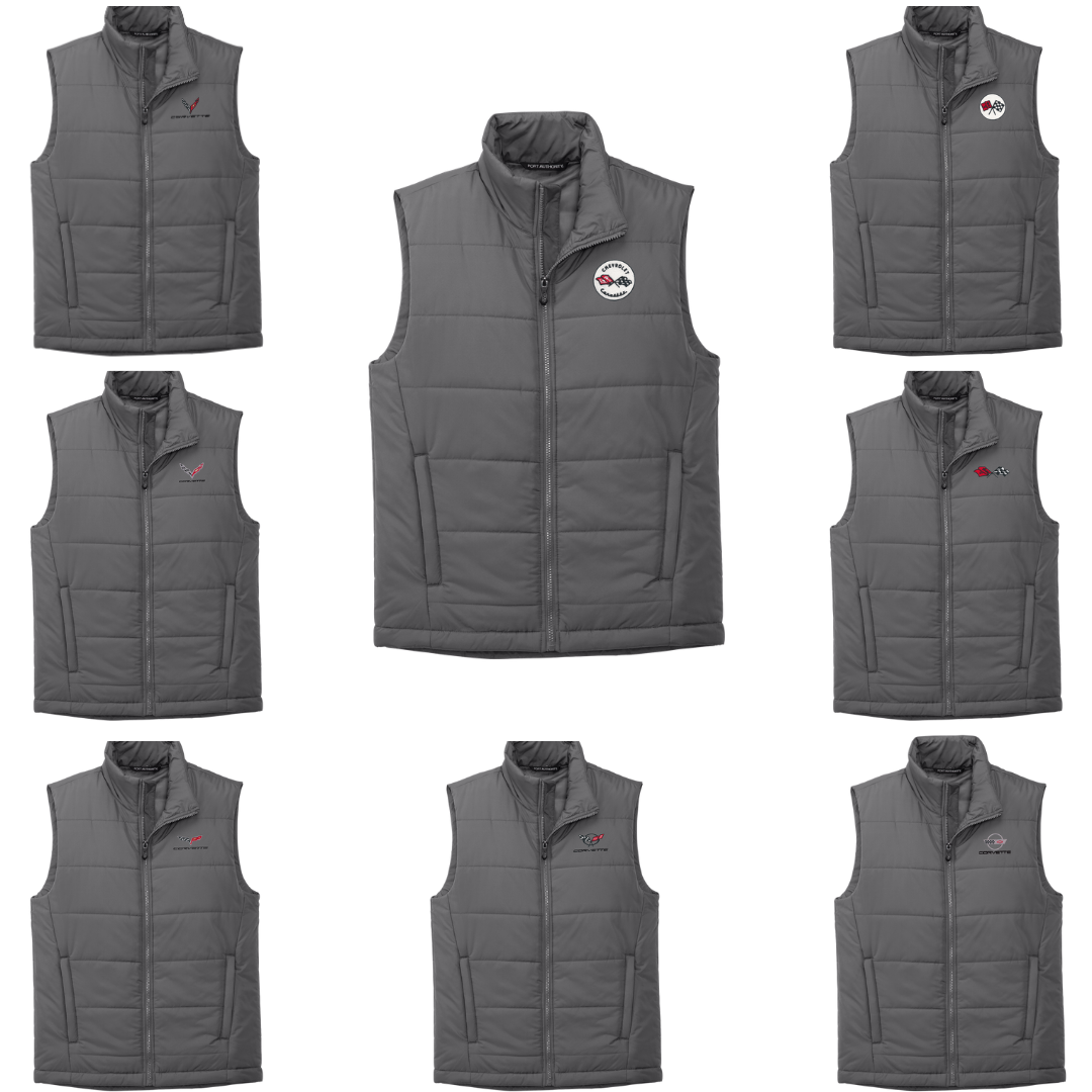 Corvette Embroidered Puffer Vest - Shadow Grey