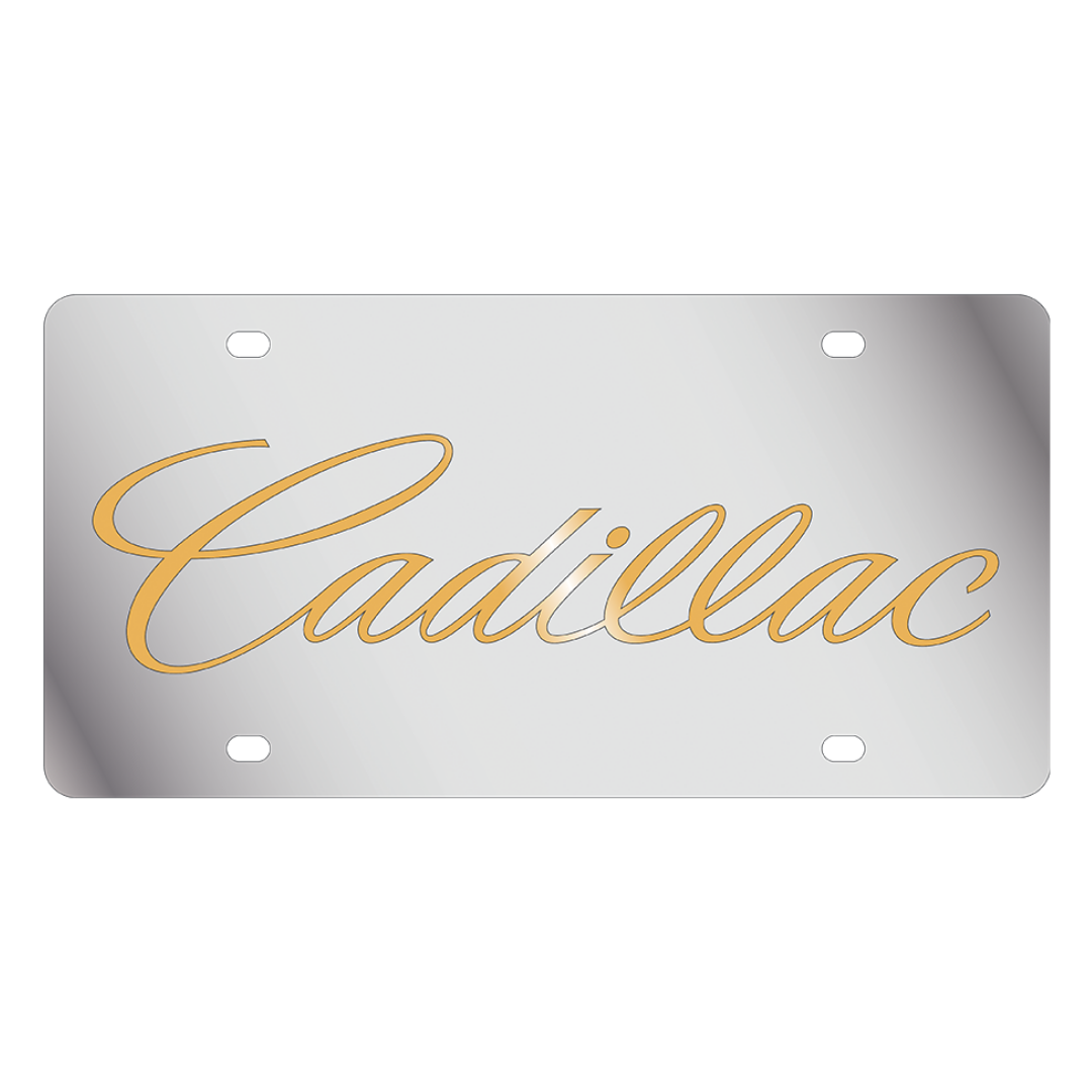 Cadillac Gold Script Stainless Steel License Plate