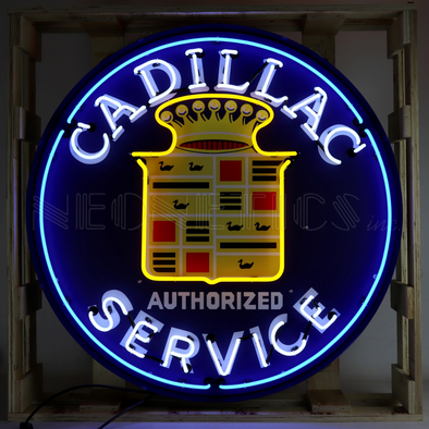 CADILLAC NEON SIGN IN 36" STEEL CAN