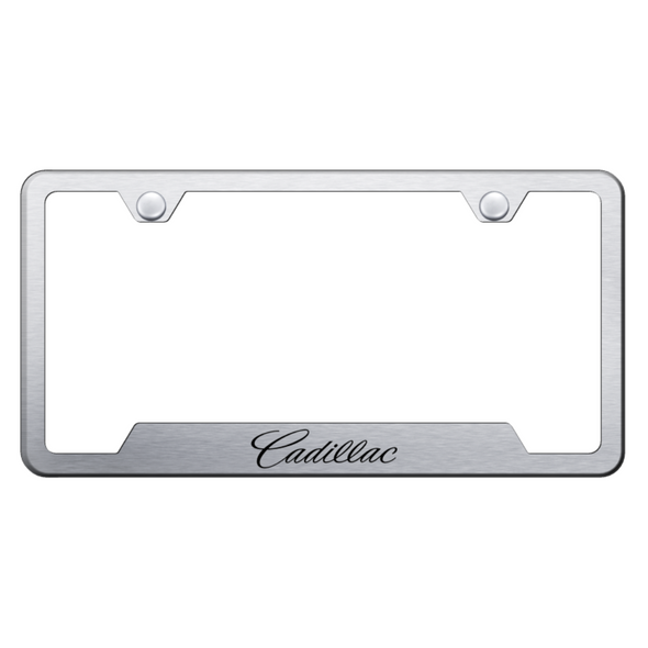 Cadillac Script Cut-Out Frame - Laser Etched Brushed