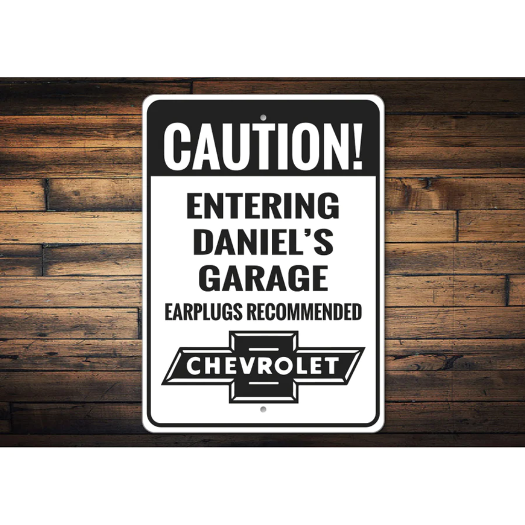 caution-entering-garage-earplugs-recommended-sign-aluminum-sign