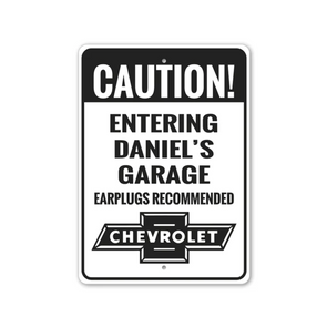caution-entering-garage-earplugs-recommended-sign-aluminum-sign