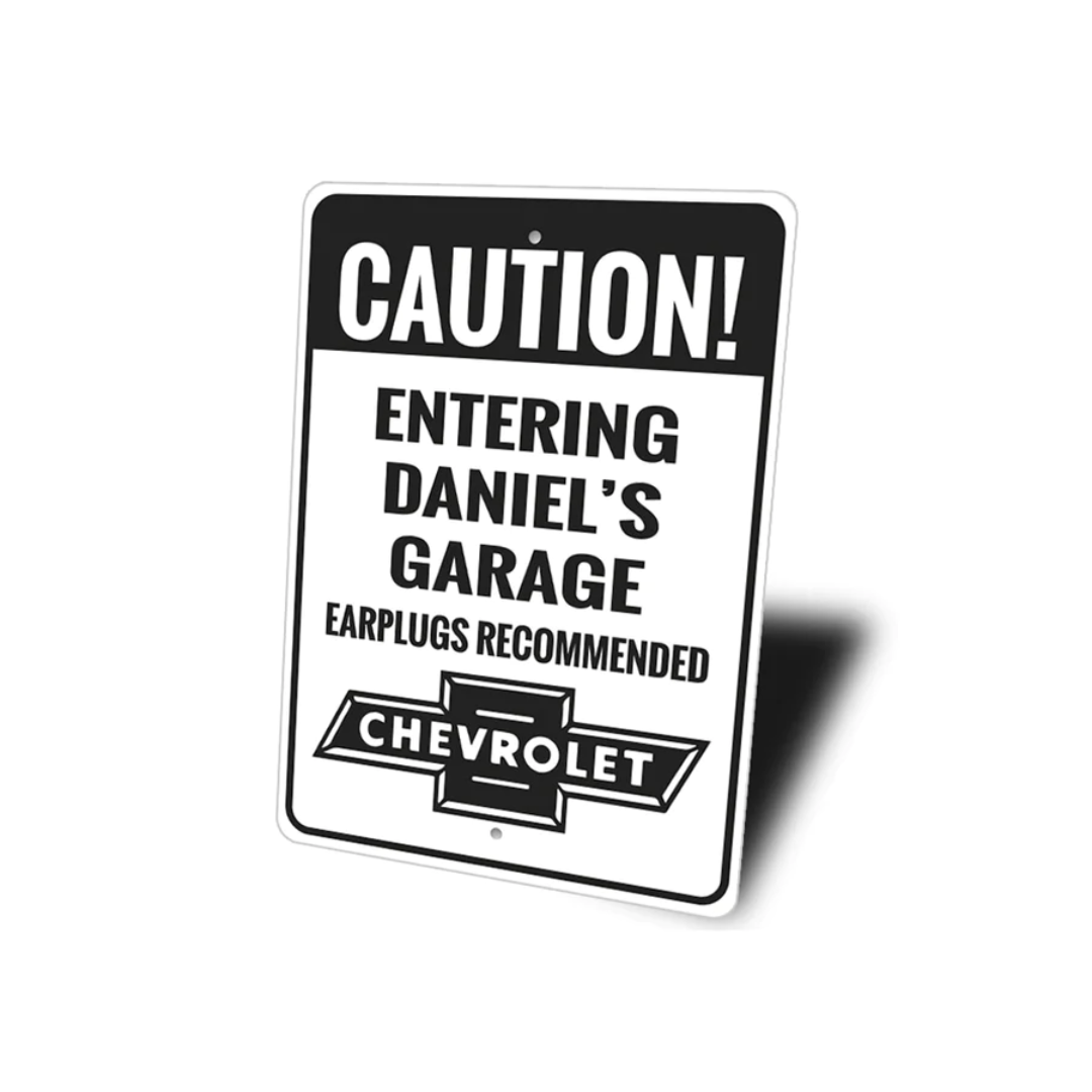 caution-entering-garage-earplugs-recommended-sign-aluminum-sign