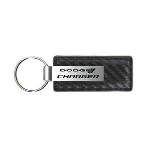 Charger Carbon Fiber Leather Key Fob in Gun Metal