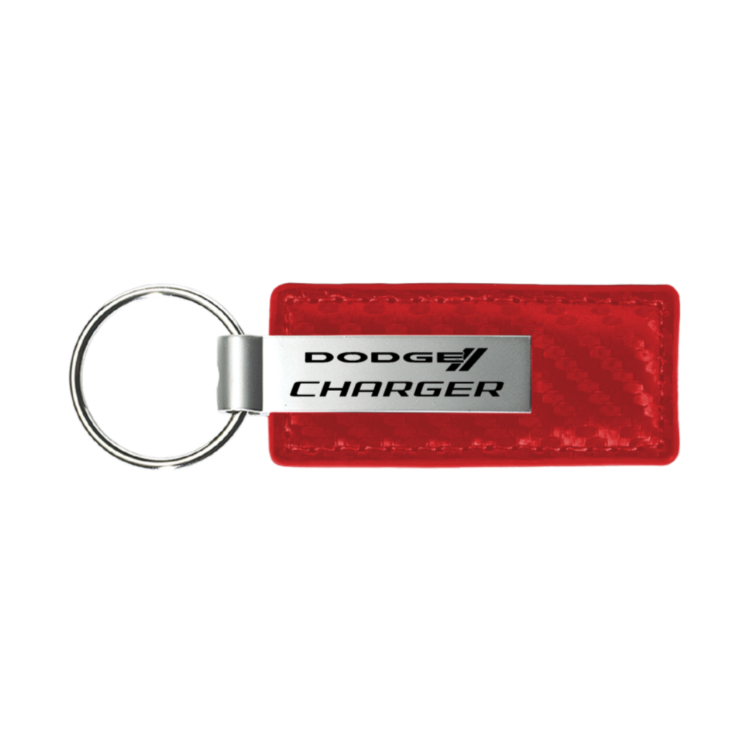 charger-carbon-fiber-leather-key-fob-in-red-45383-classic-auto-store-online