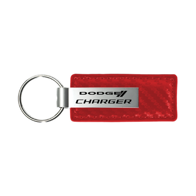 Charger Carbon Fiber Leather Key Fob in Red