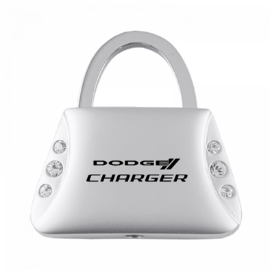 Charger Jeweled Purse Key Fob - Silver