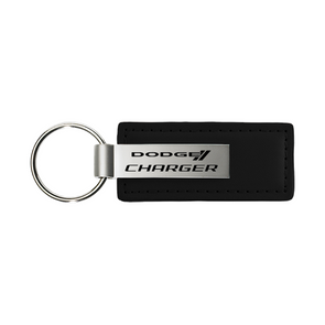 Charger Leather Key Fob in Black