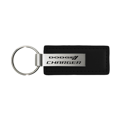 Charger Leather Key Fob in Black