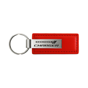 Charger Leather Key Fob in Red
