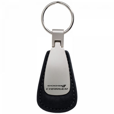 Charger Leather Teardrop Key Fob - Black