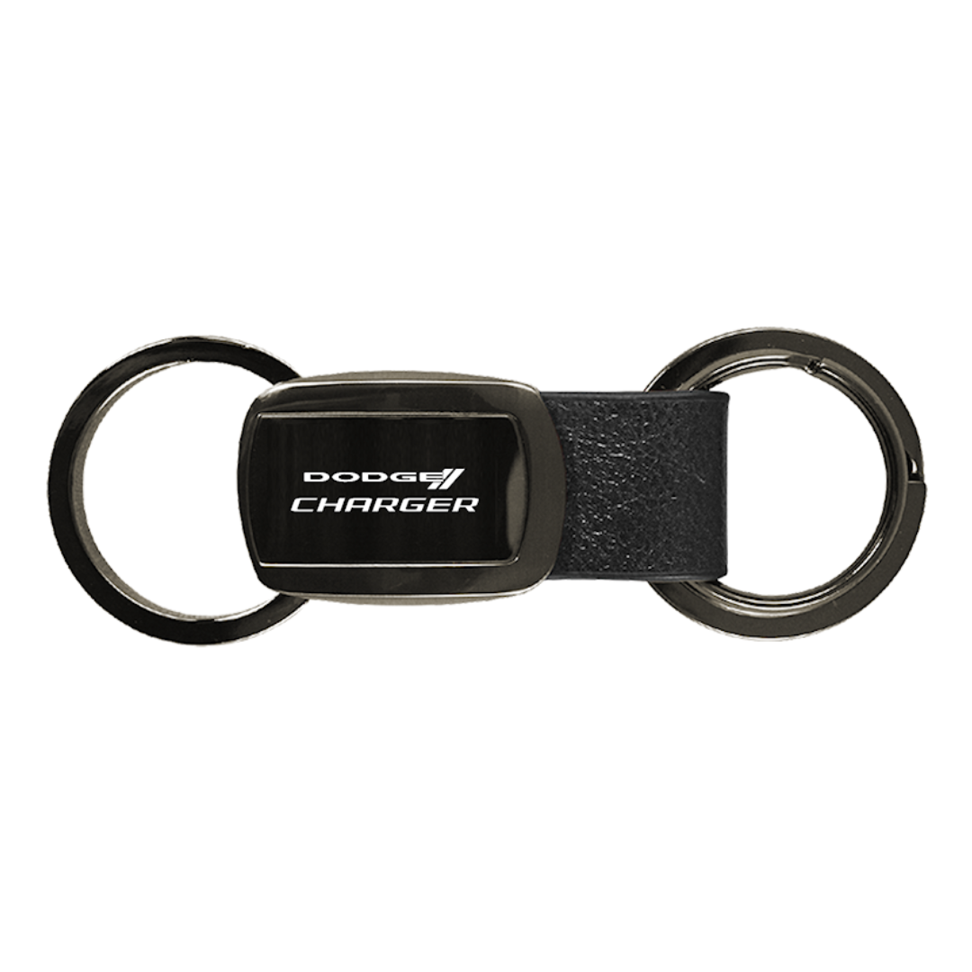 charger-leather-tri-ring-key-fob-in-gun-metal-37682-classic-auto-store-online