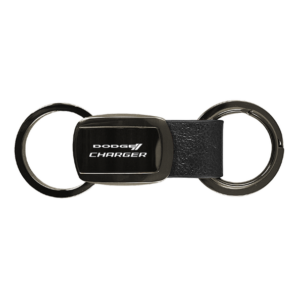 charger-leather-tri-ring-key-fob-in-gun-metal-37682-classic-auto-store-online