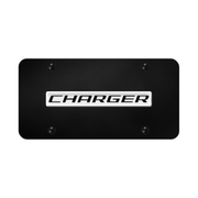 charger-script-license-plate-chrome-on-black-19322-classic-auto-store-online