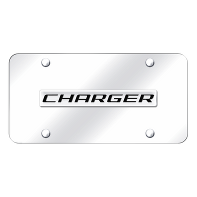 Charger Script License Plate - Chrome on Mirrored