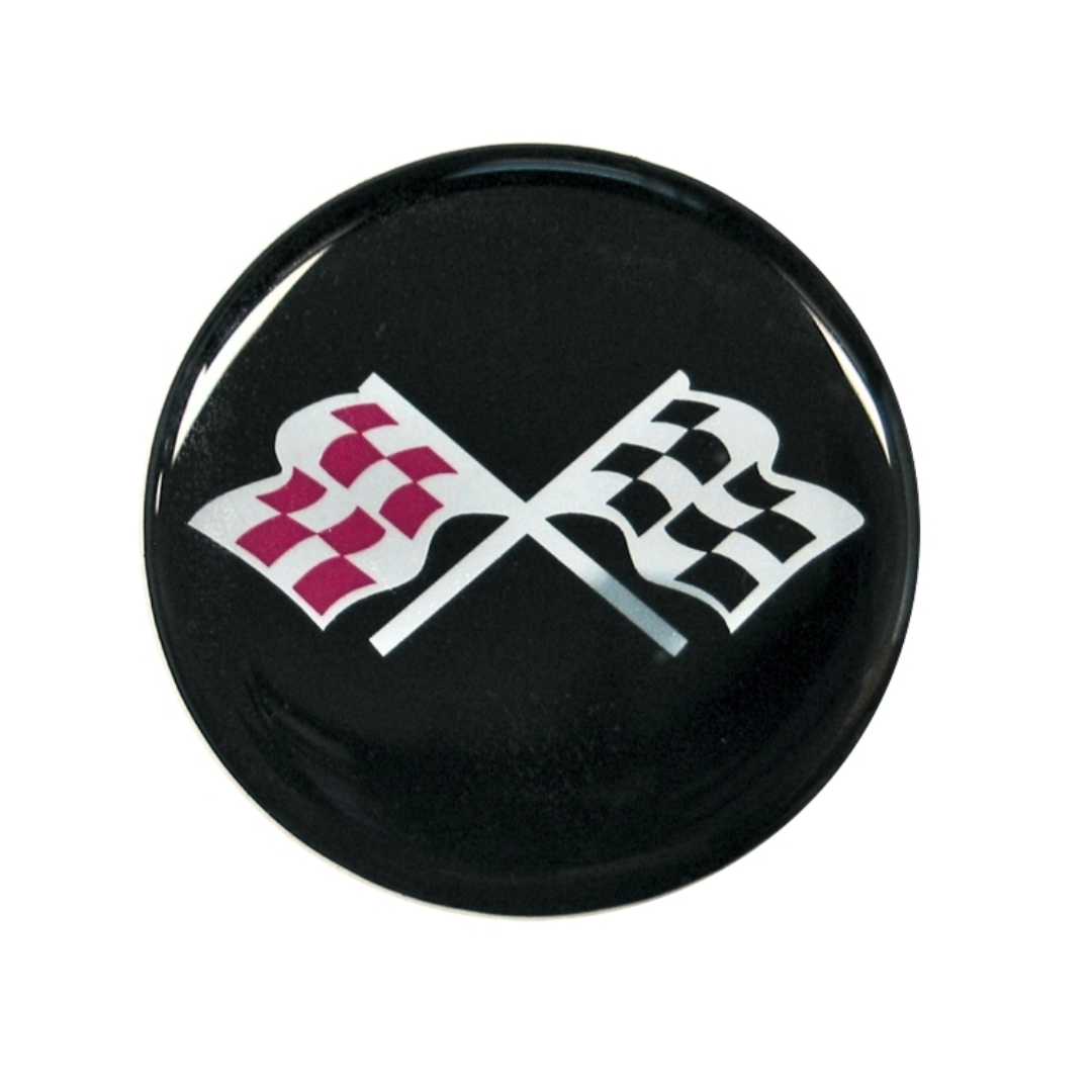 Chevrolet Black/Silver Cross Flag Emblem Decal - Size 44mm (1.75")