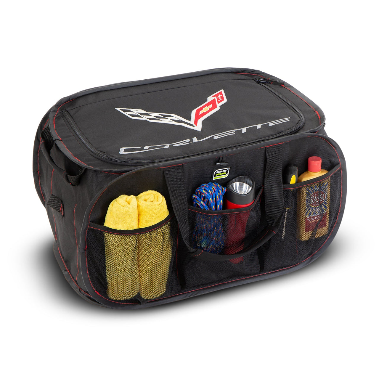 Chevrolet Pop Up Trunk Organizer with Easy Carry Handles, Side Pockets, and Zipper Top