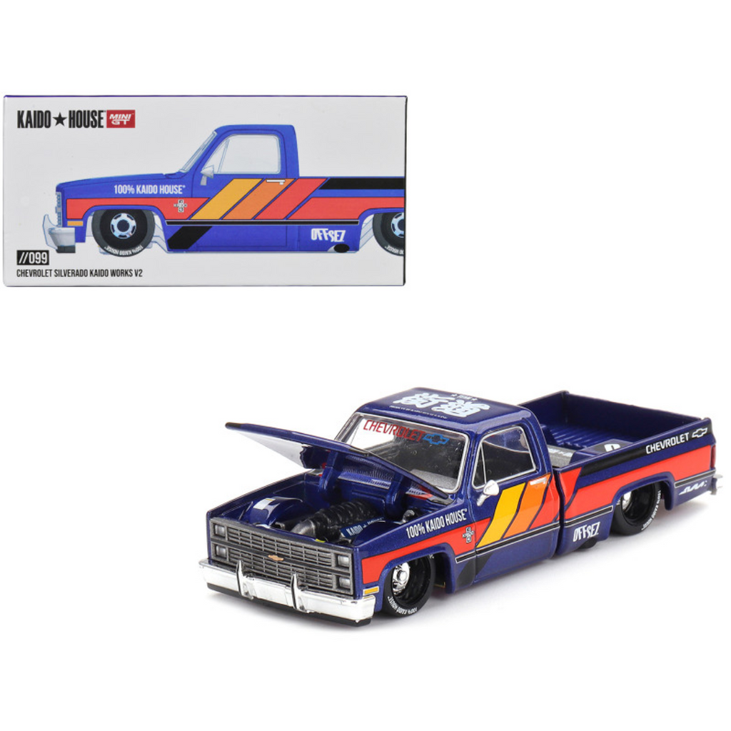 Chevrolet Silverado KAIDO WORKS V2 Pickup Truck Blue with Graphics  (Designed by Jun Imai)