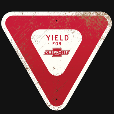 Chevrolet Yield Sign Metal Print With Holes 20"x22"