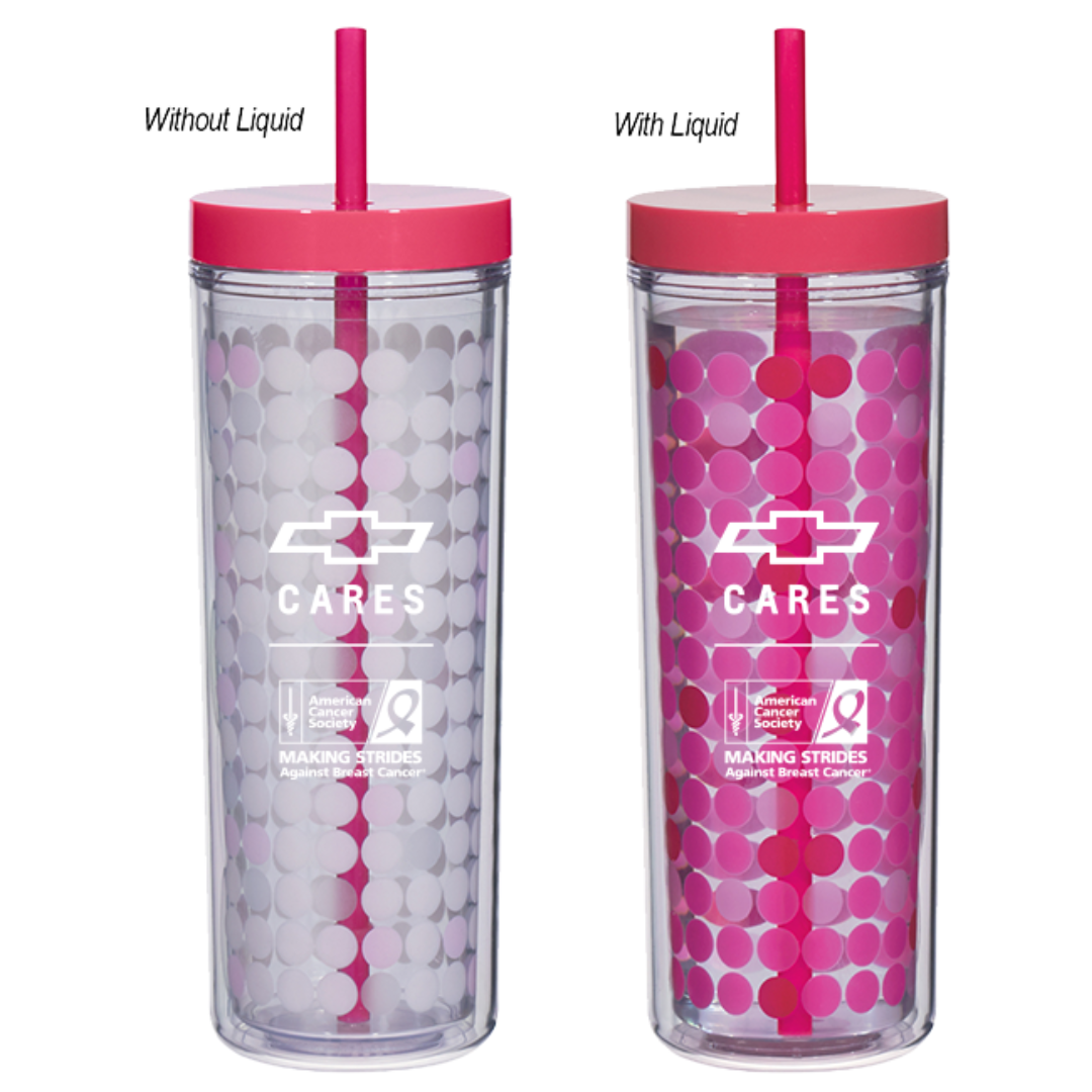 Breast Cancer Awareness Color Change Tumbler with Straw