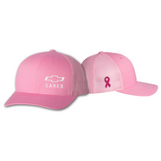 Chevy Cares pink trucker cap with offset logo