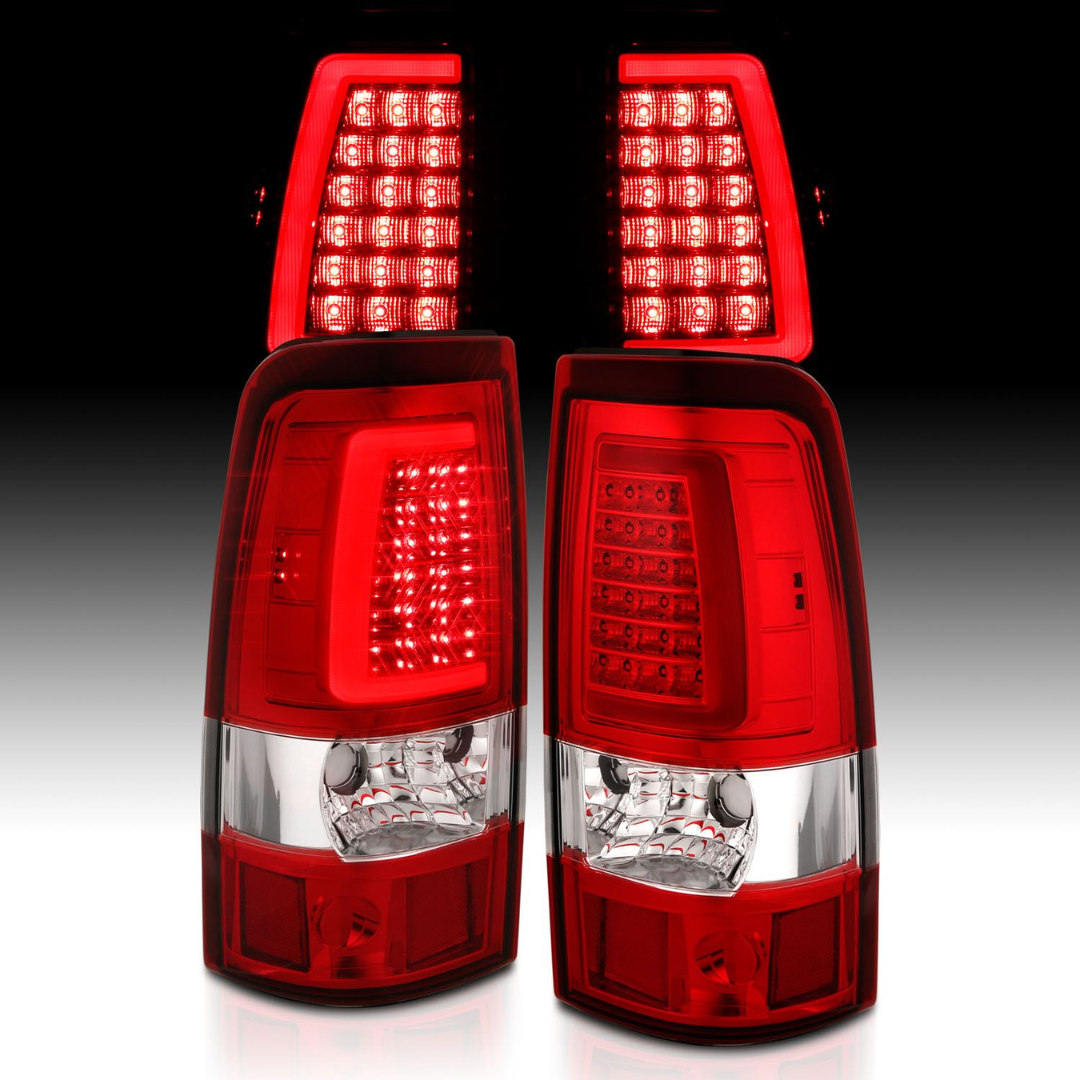 Chevy Silverado 99-02 1500/2500 01-03 3500 GMC Sierra 1500/2500 99-06 LED C Bar Style Tail Lights Red