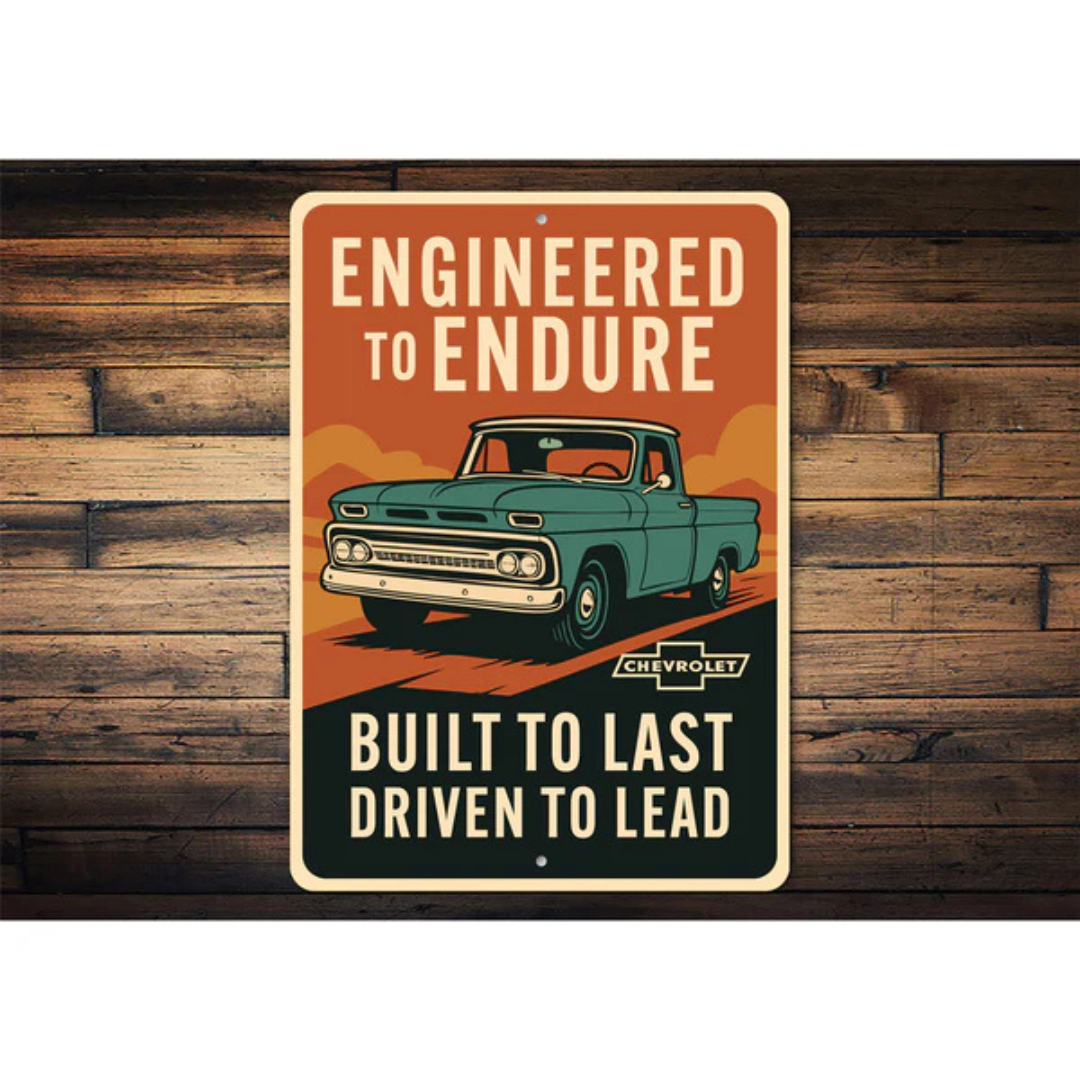 Chevy Trucks Engineered To Endure Built To Last Sign