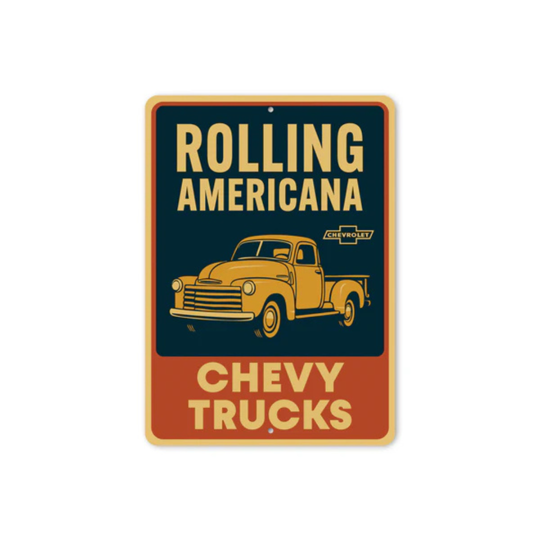 Chevy Trucks Rolling Americana Chevrolet Vintage Sign