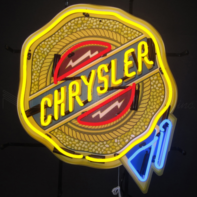 CHRYSLER BADGE NEON SIGN WITH BACKING