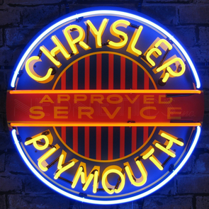 CHRYSLER PLYMOUTH NEON SIGN WITH BACKING