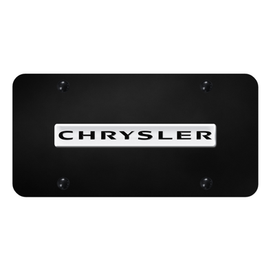 Chrysler Script License Plate - Chrome on Black