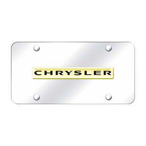 Chrysler Script License Plate - Gold on Mirrored